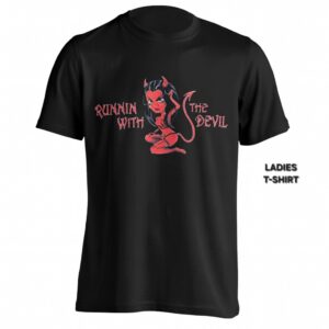Runnin With The Devil - Van Halen Tribute-  Ladies Black Fitted T-shirt Lil Devil